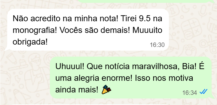 Cliente feliz com nota alta