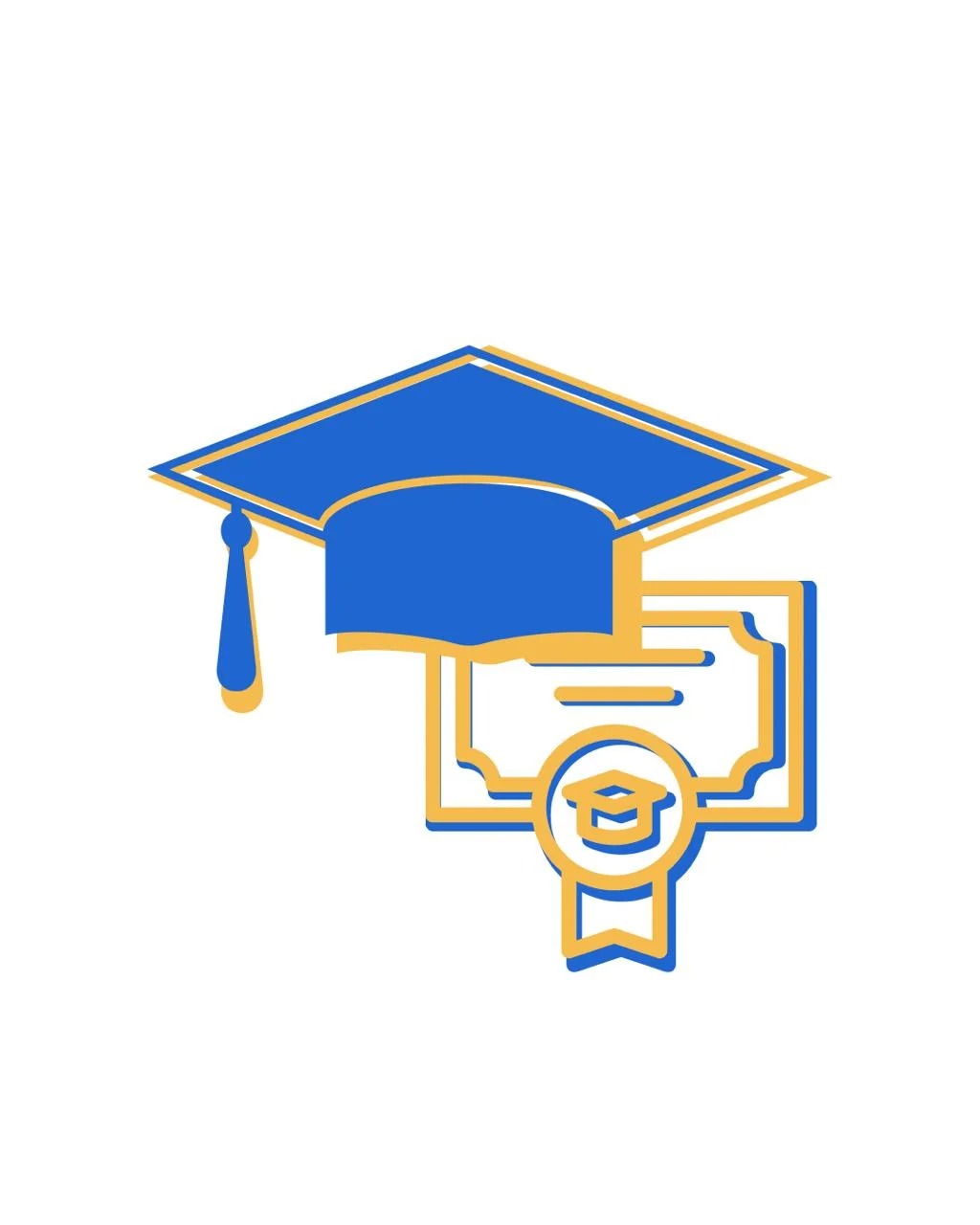 Logo chapeu de graduação e certificado atrás