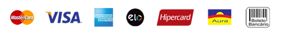 Selos de diversos formas de pagamentos que aceitamos